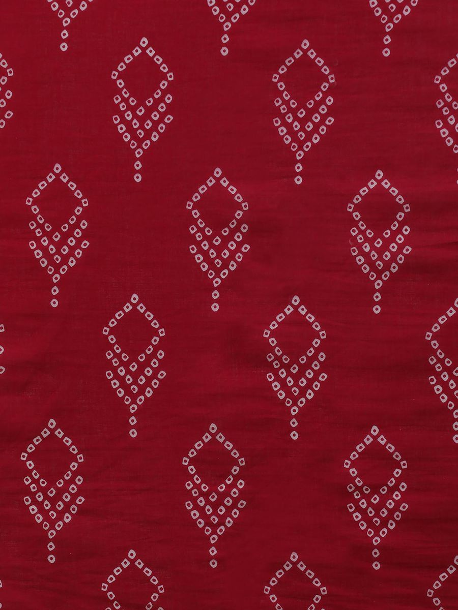 Ikkat Inspired Handprinted Cotton Mulmul Saree