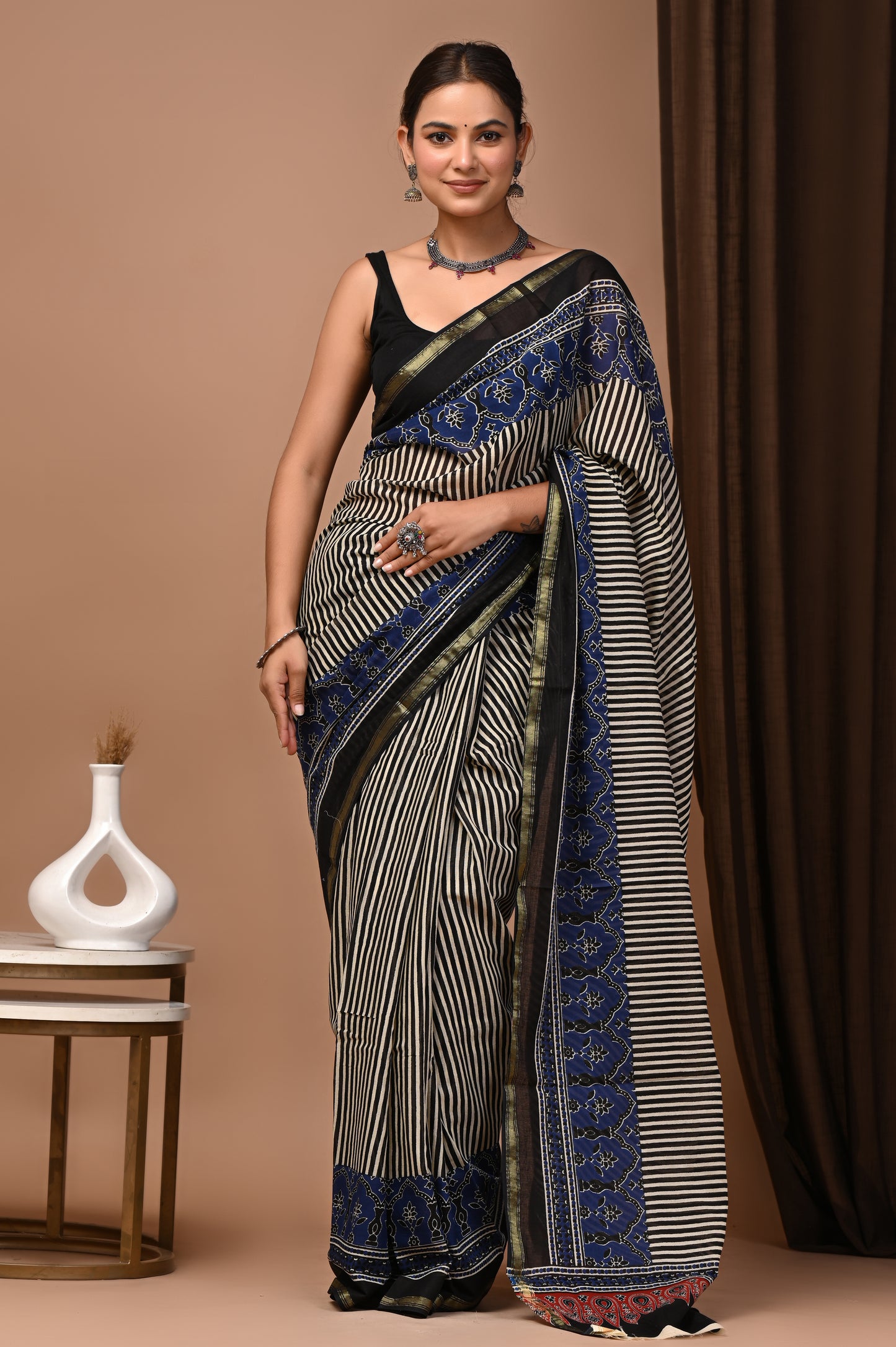 GOLD - Yamini Laheria - Cotton Saree with Zari Borders