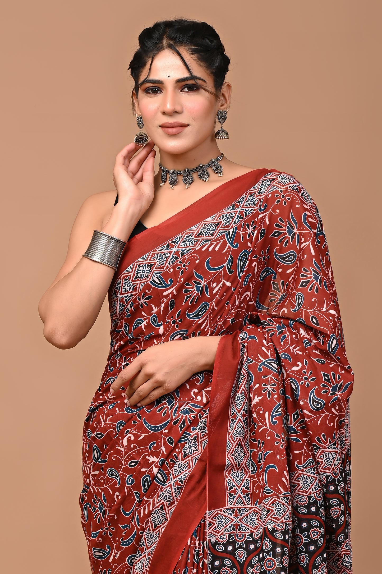 Ajrakhi Cotton Mul Printed Saree