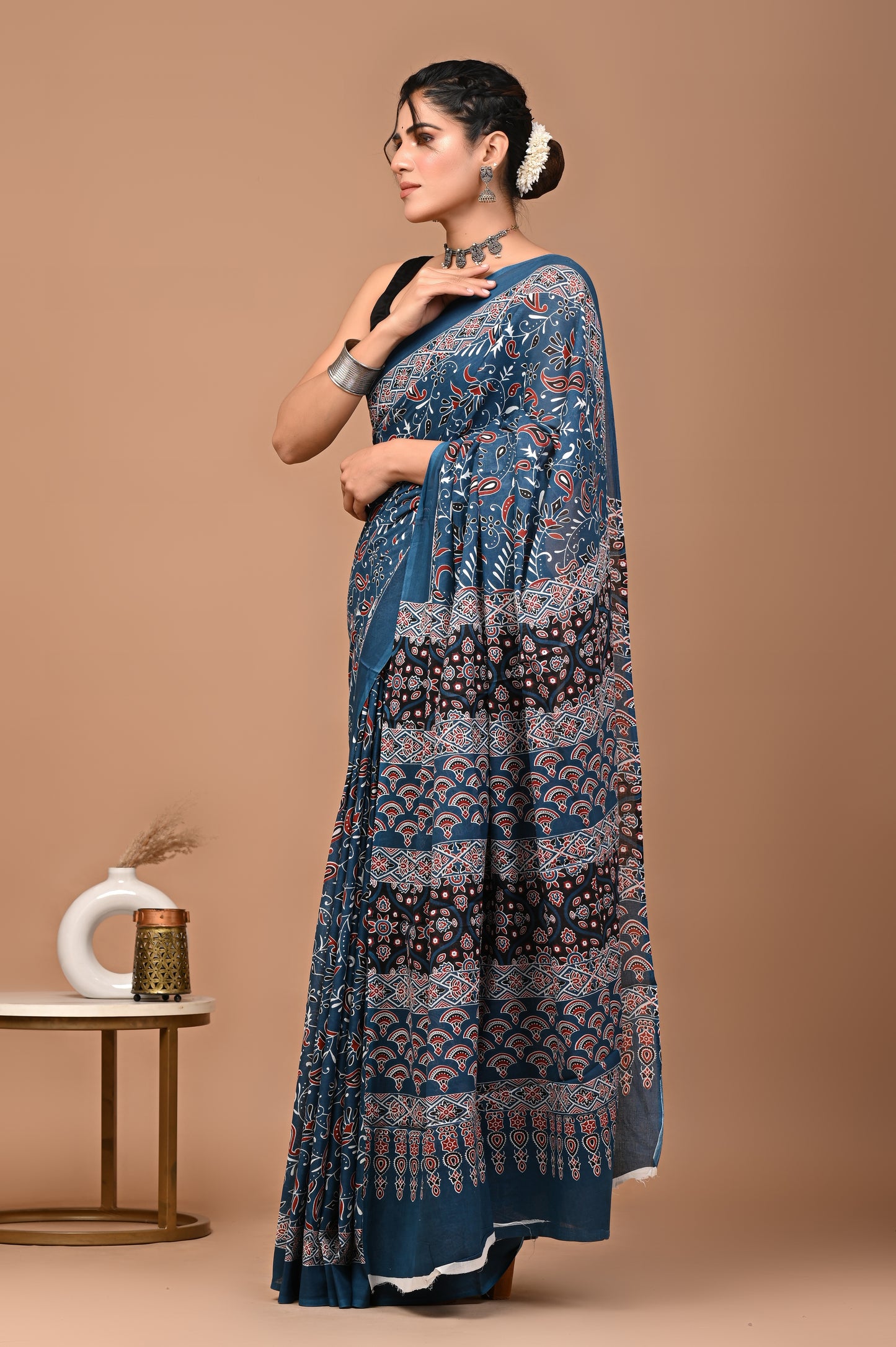 Ajrakhi Cotton Mul Printed Saree