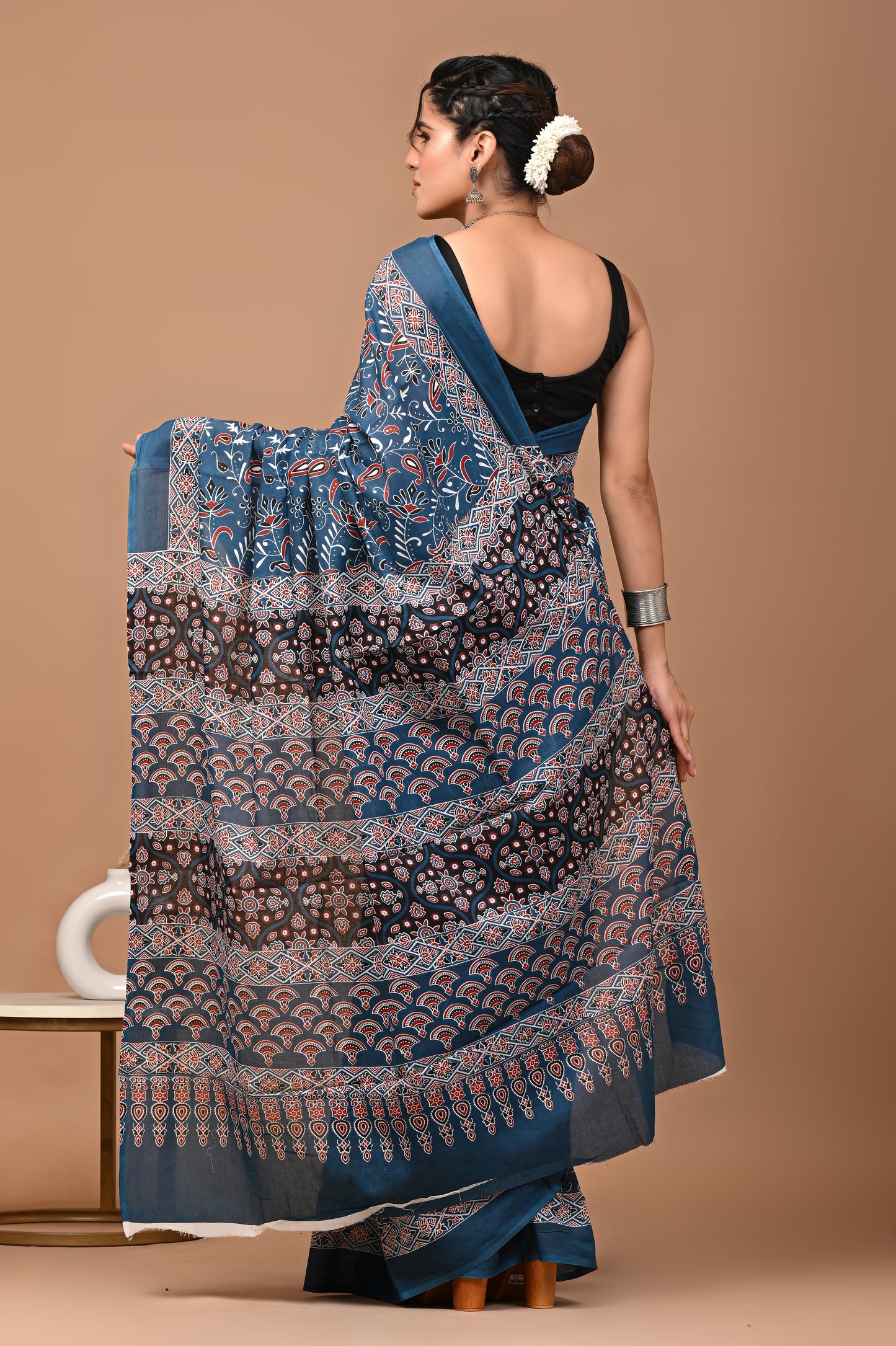 Ajrakhi Cotton Mul Printed Saree