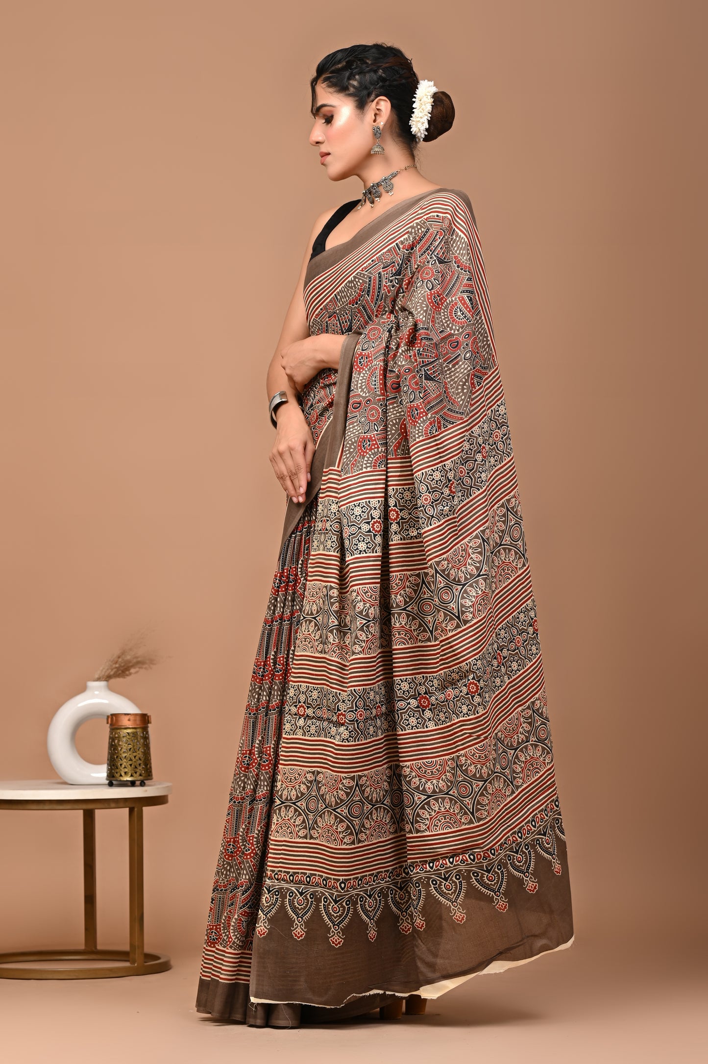 Ajrakhi Cotton Mul Printed Saree