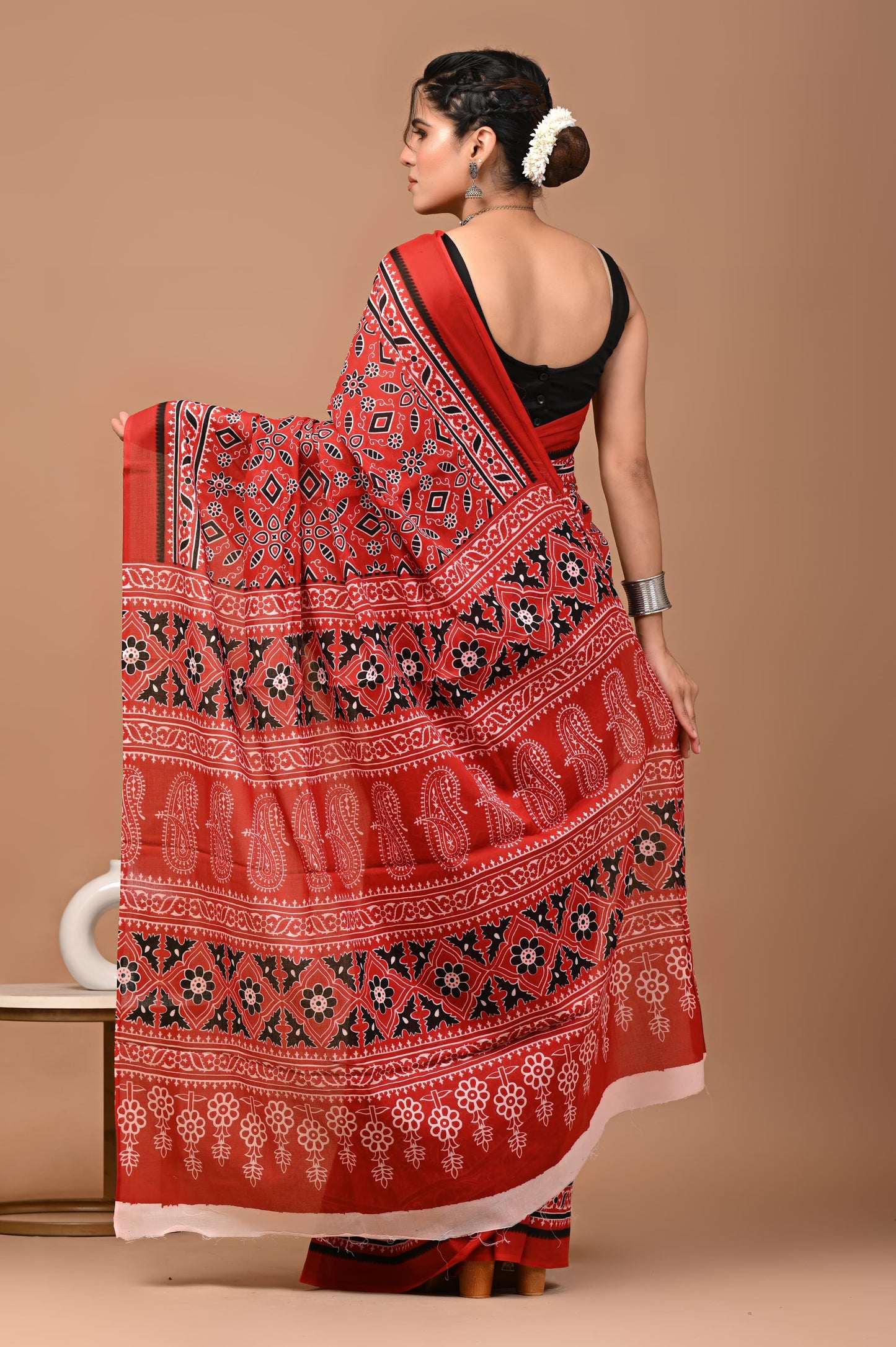 Ajrakhi Cotton Mul Printed Saree