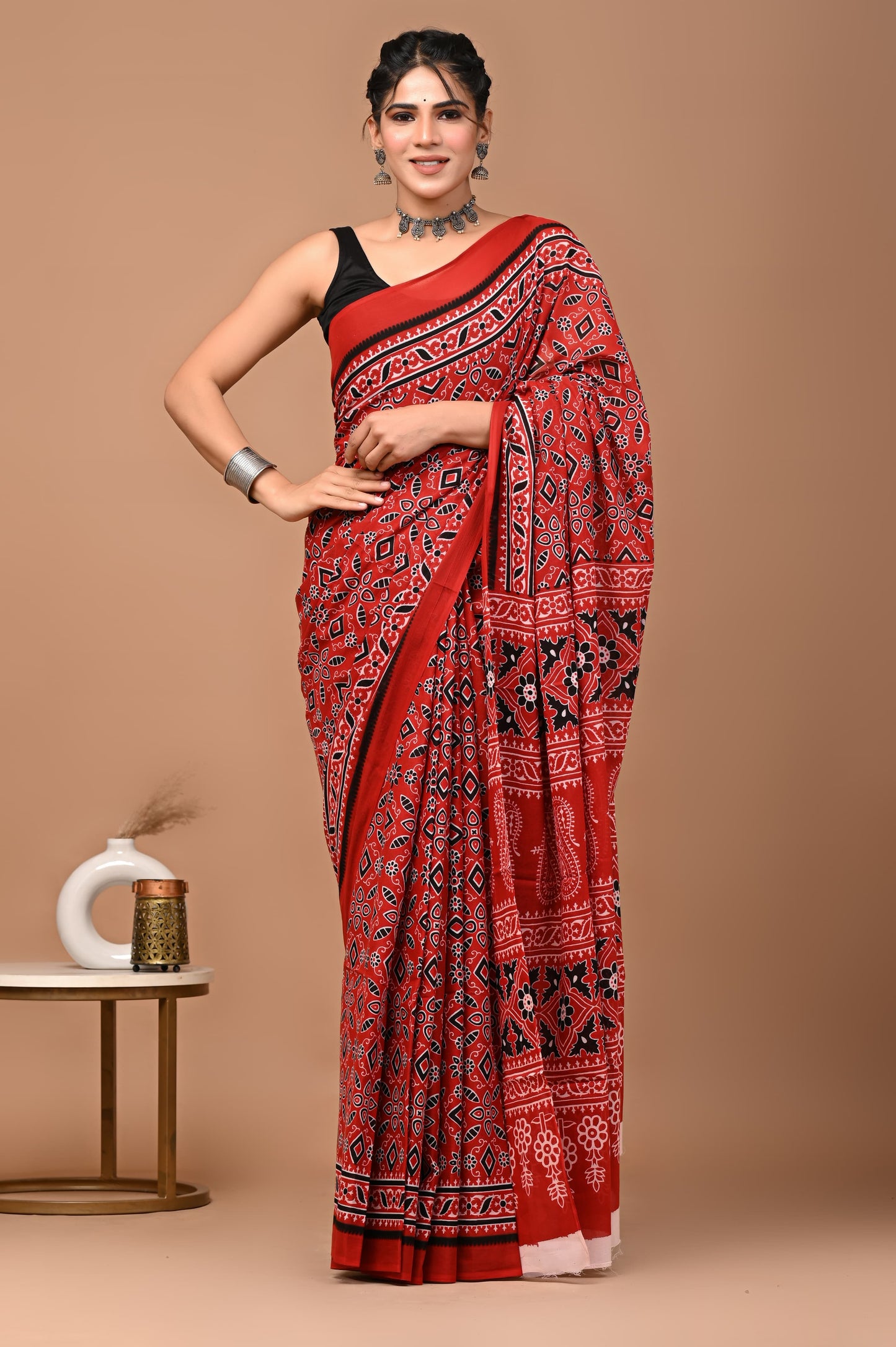 Ajrakhi Cotton Mul Printed Saree