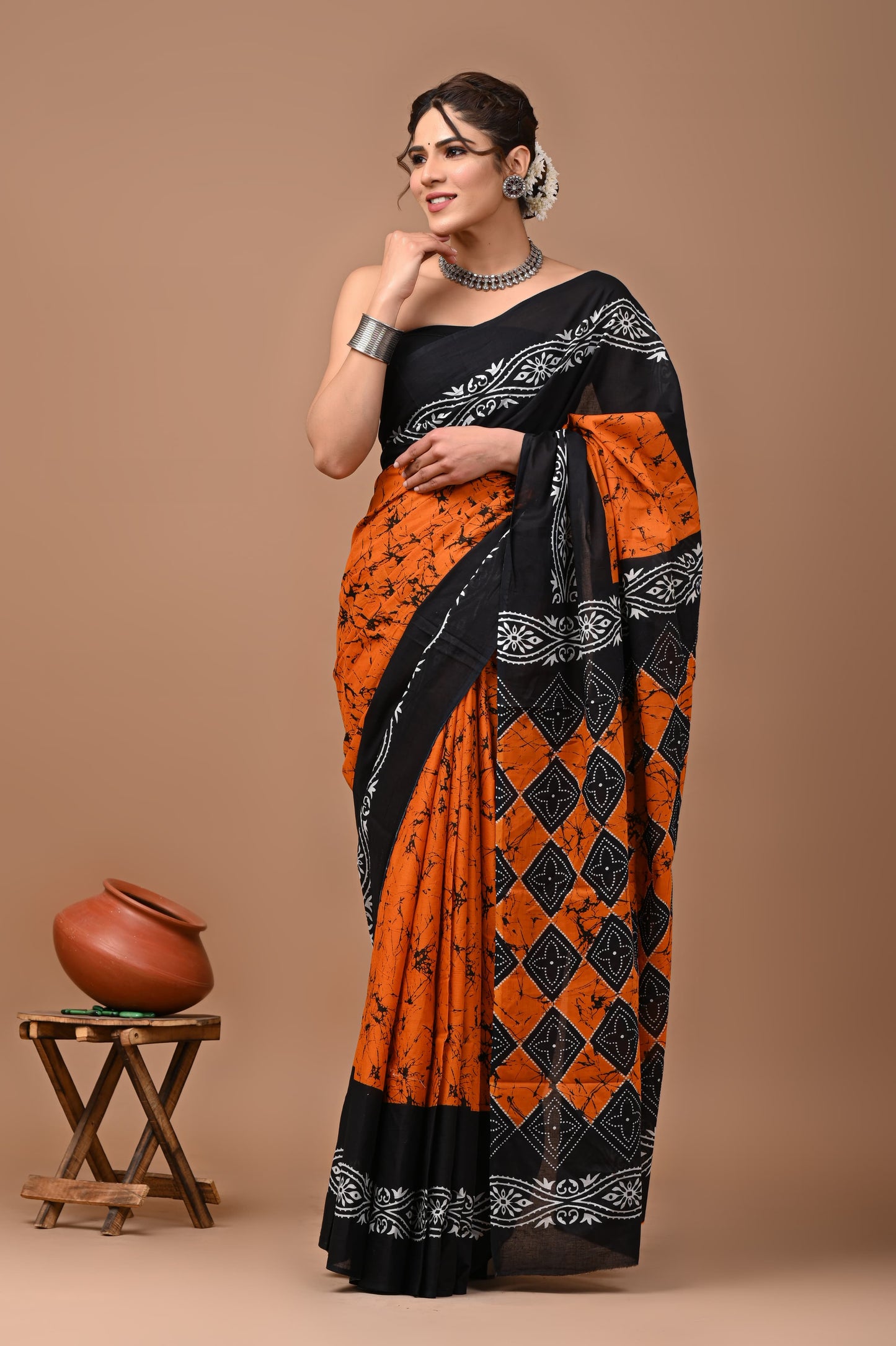 Batiksi Cotton Mul Printed Saree