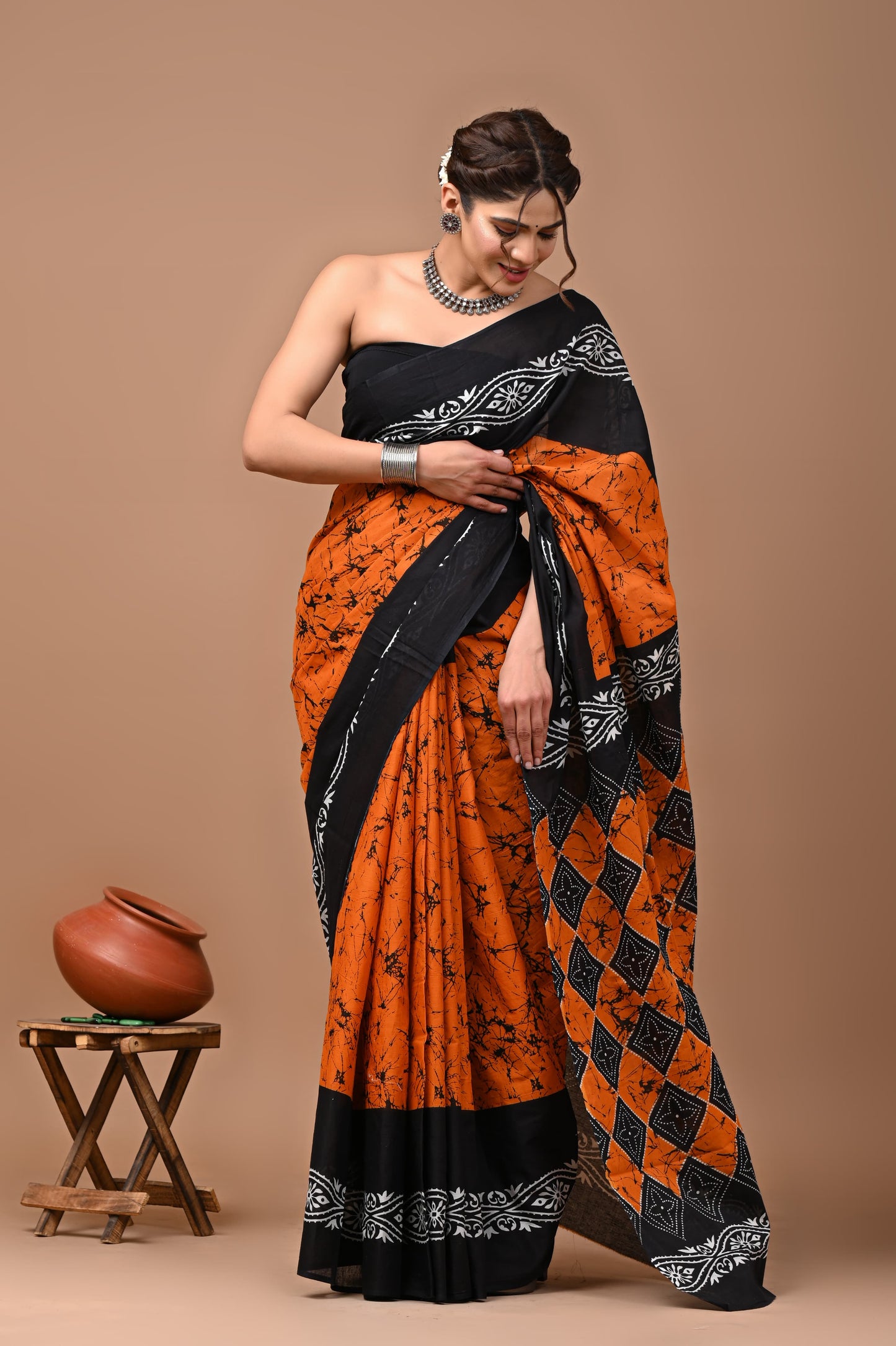 Batiksi Cotton Mul Printed Saree
