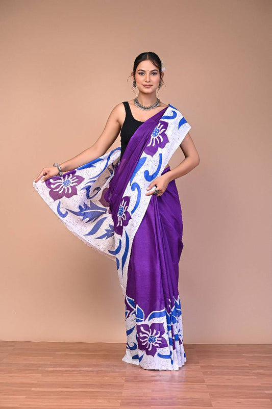 Batiksi Cotton Mul Printed Saree