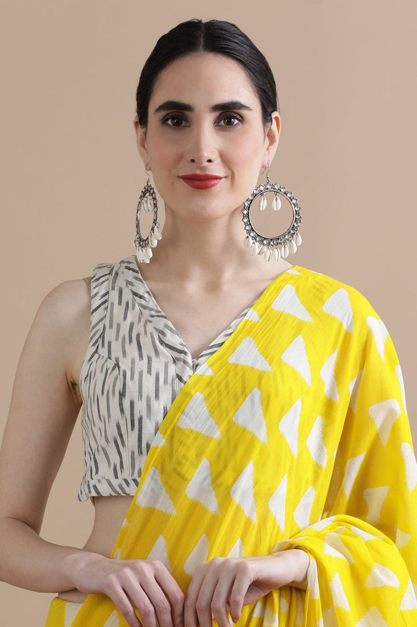 Golden Drift — Cotton Mulmul Printed Saree