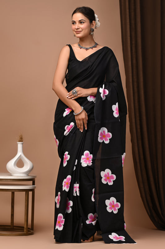Blossom Cotton Mul Printed Saree