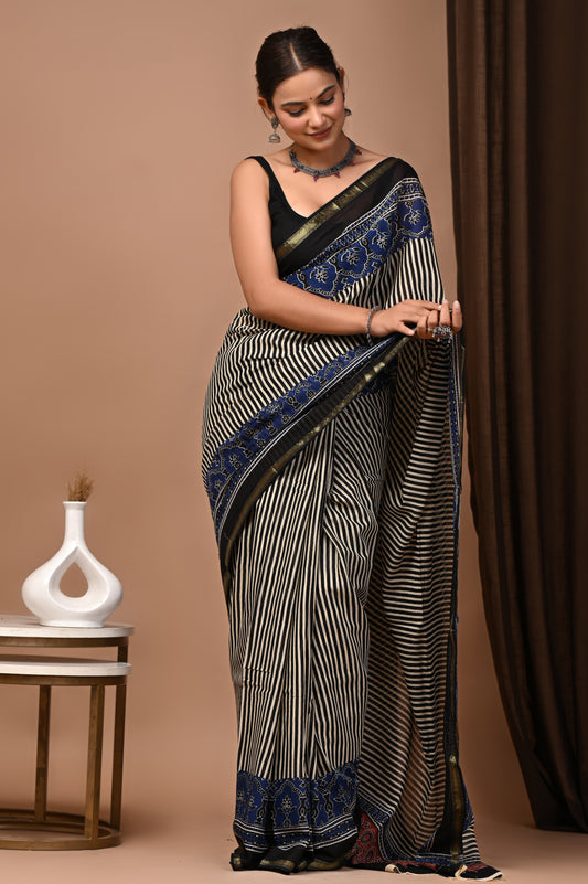 GOLD - Yamini Laheria - Cotton Saree with Zari Borders