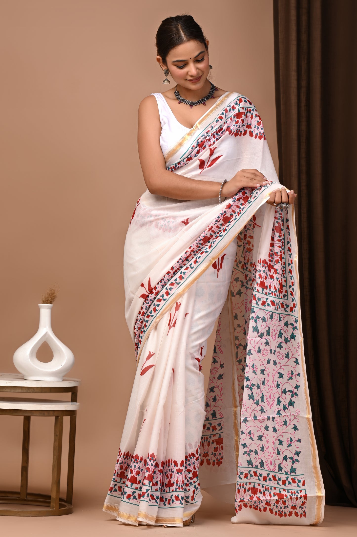 GOLD - Himani Gulbahar - Cotton Saree with Zari Borders