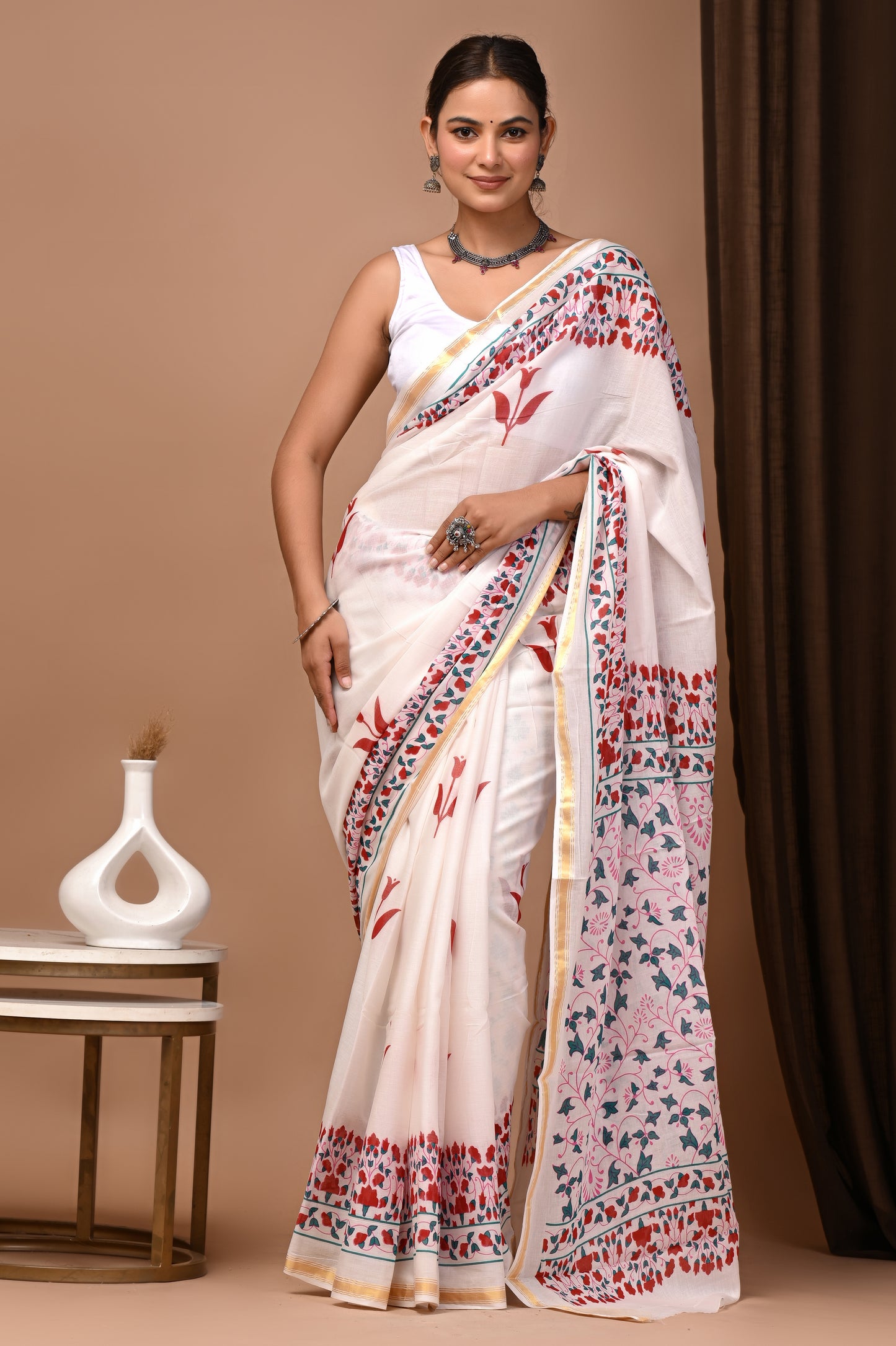 GOLD - Himani Gulbahar - Cotton Saree with Zari Borders