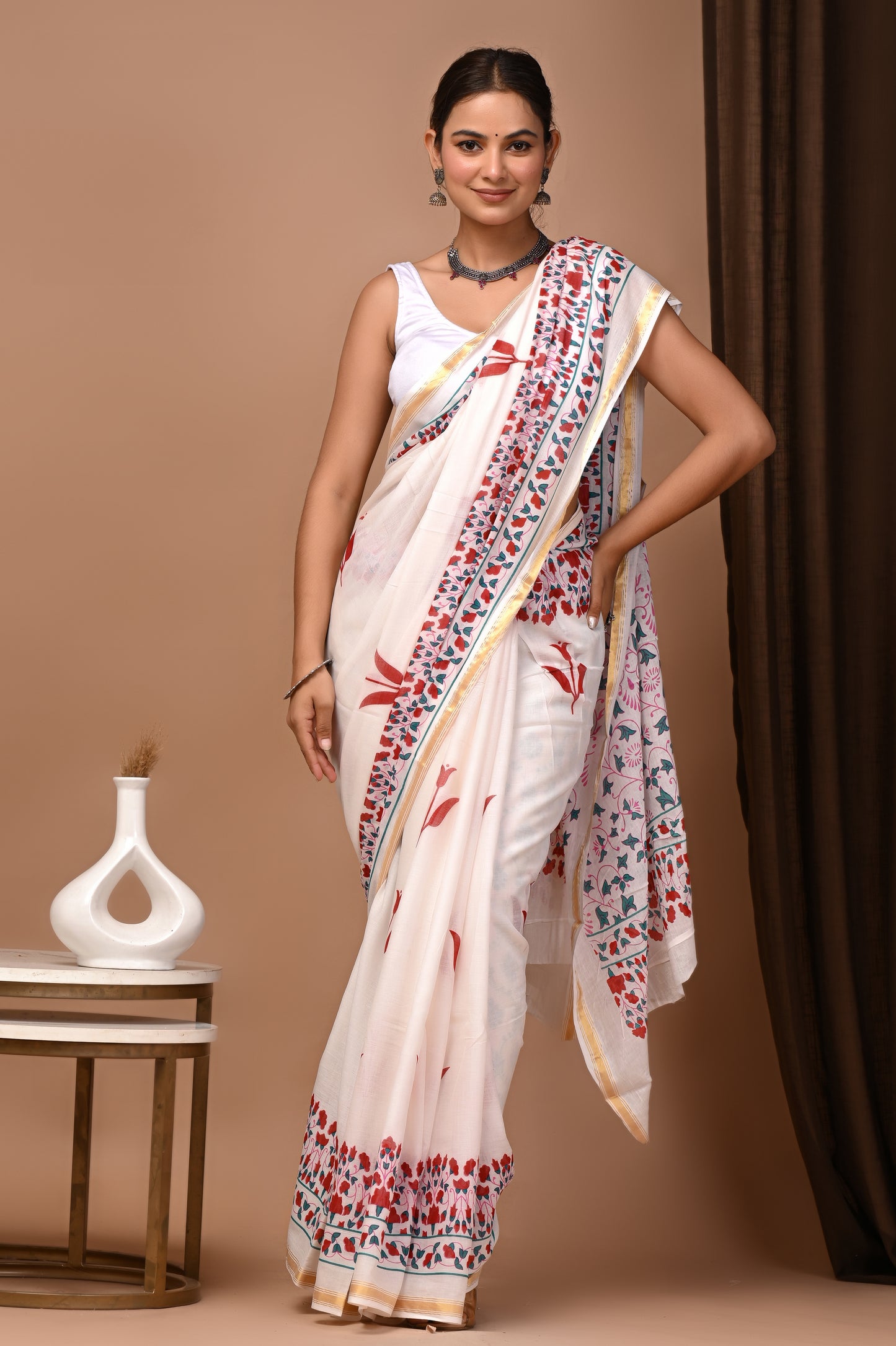 GOLD - Himani Gulbahar - Cotton Saree with Zari Borders