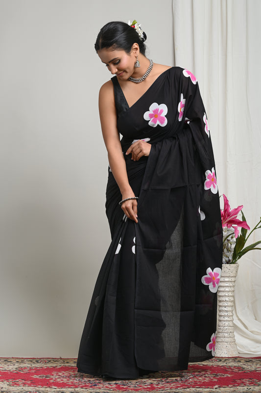 Blossom Cotton Mul Printed Saree