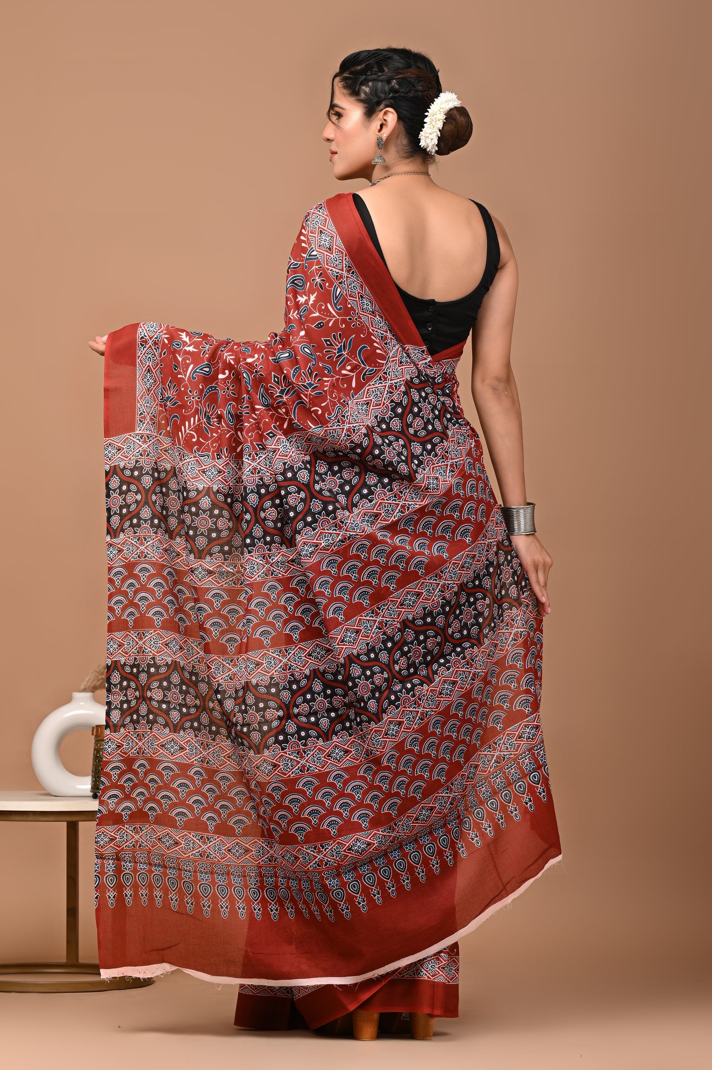 Ajrakhi Cotton Mul Printed Saree