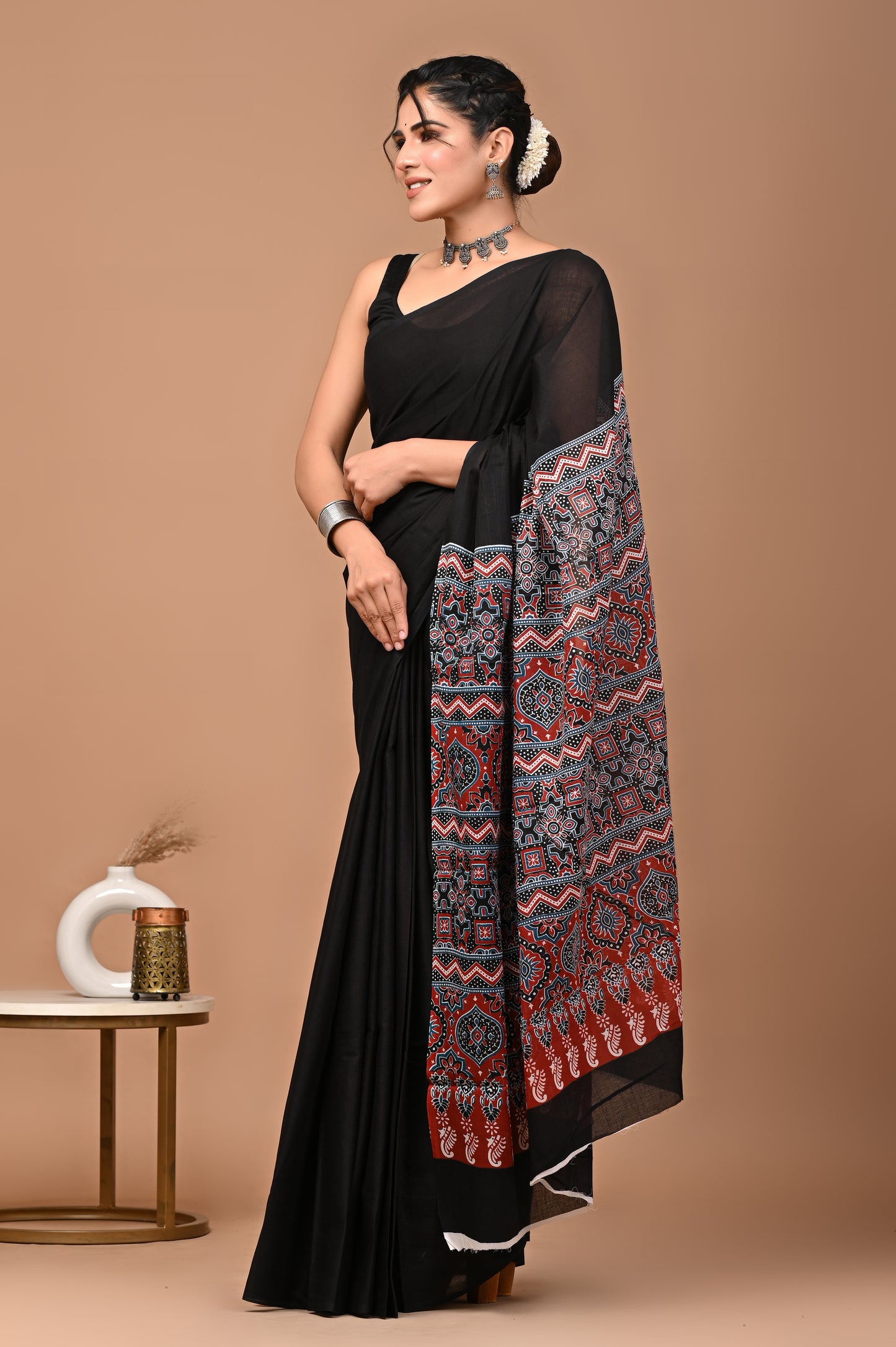 Ajrakhi Cotton Mul Printed Saree