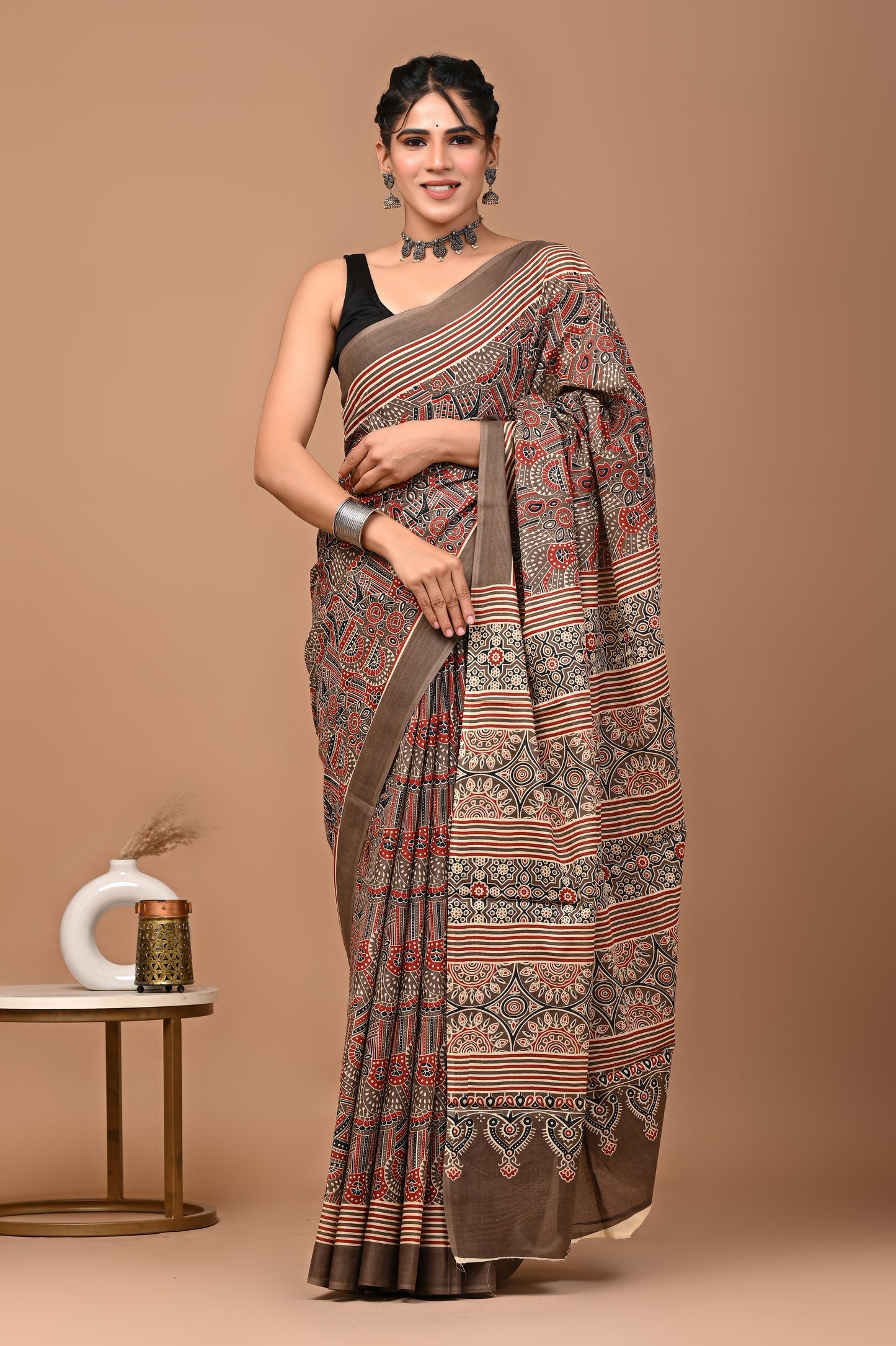 Ajrakhi Cotton Mul Printed Saree