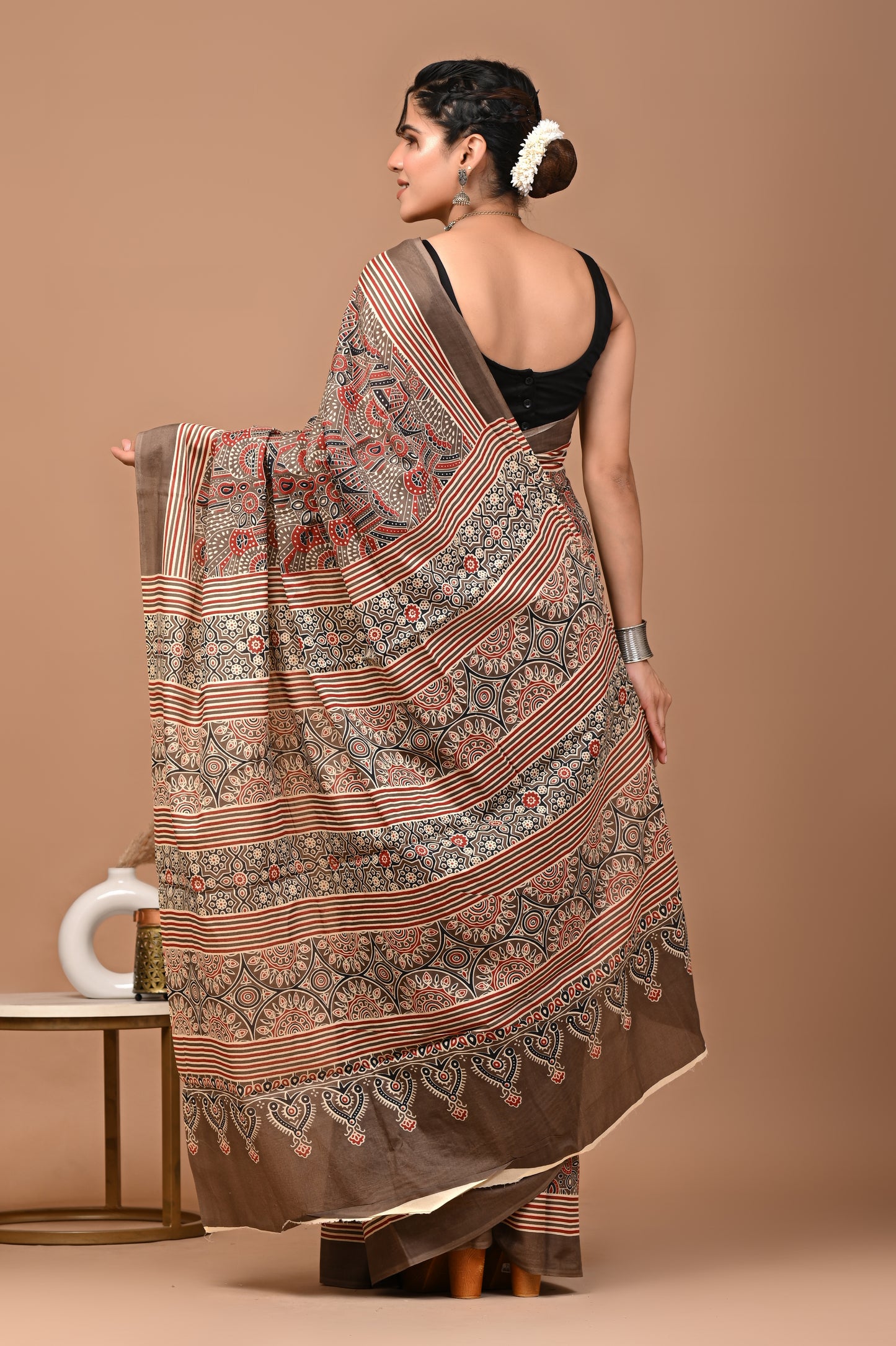 Ajrakhi Cotton Mul Printed Saree
