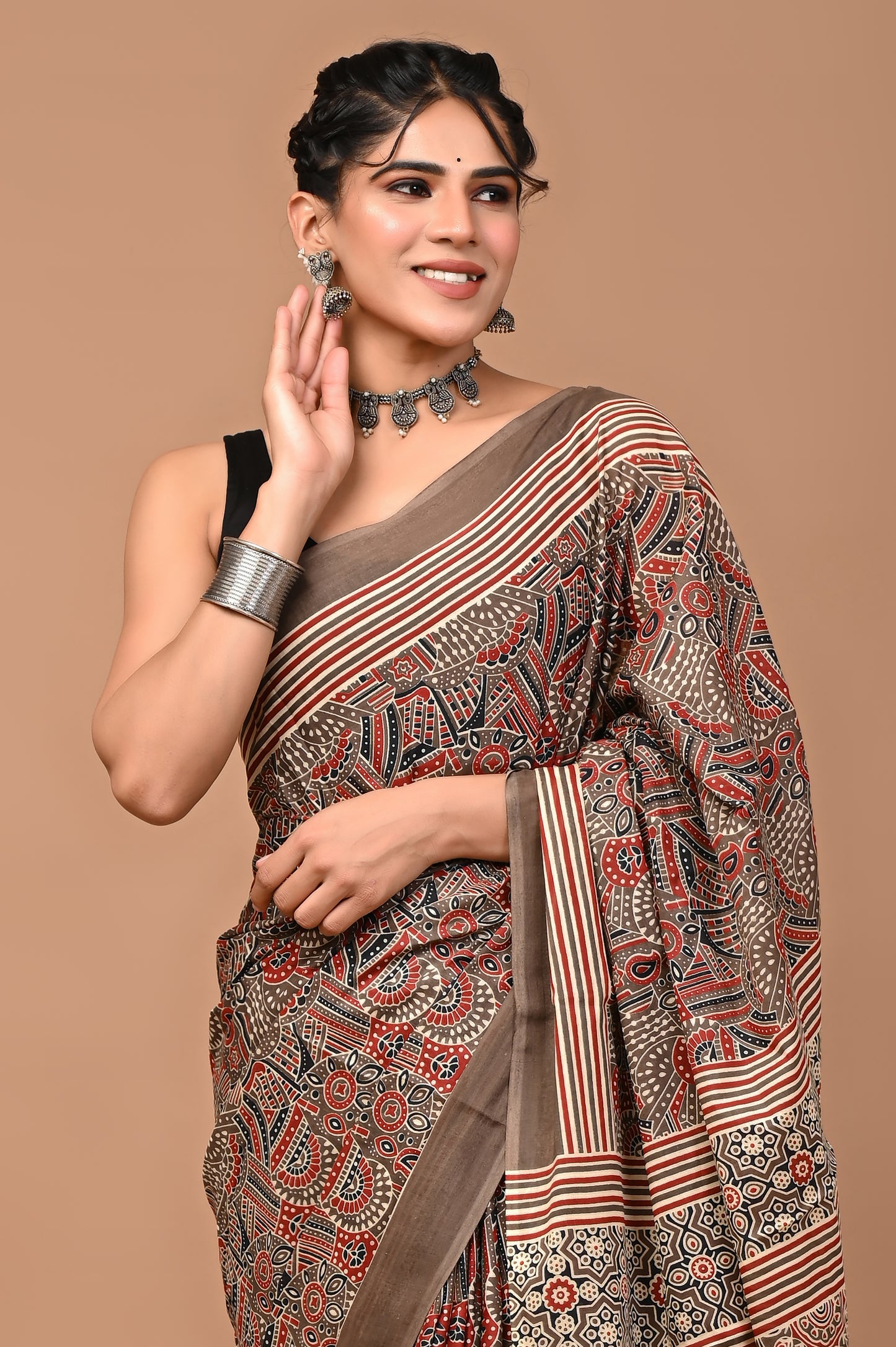 Ajrakhi Cotton Mul Printed Saree