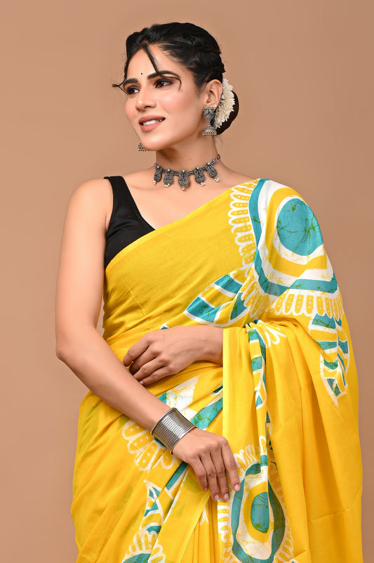 Batiksi Cotton Mul Printed Saree