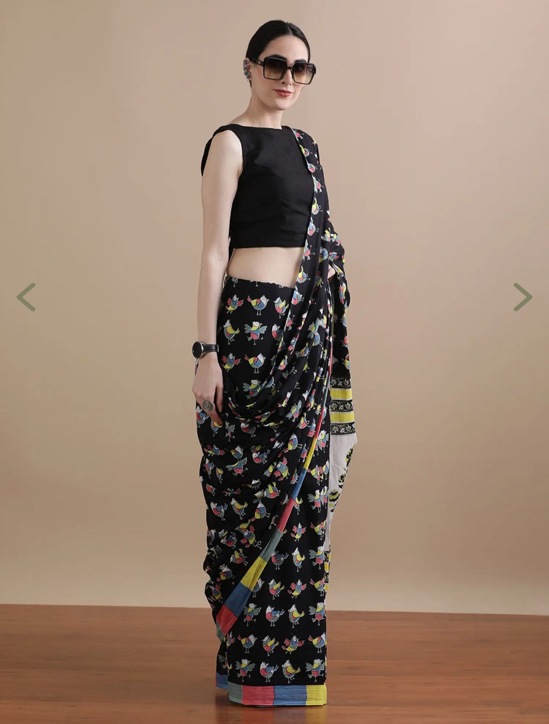 Flock & Fable — Cotton Mulmul Printed Saree