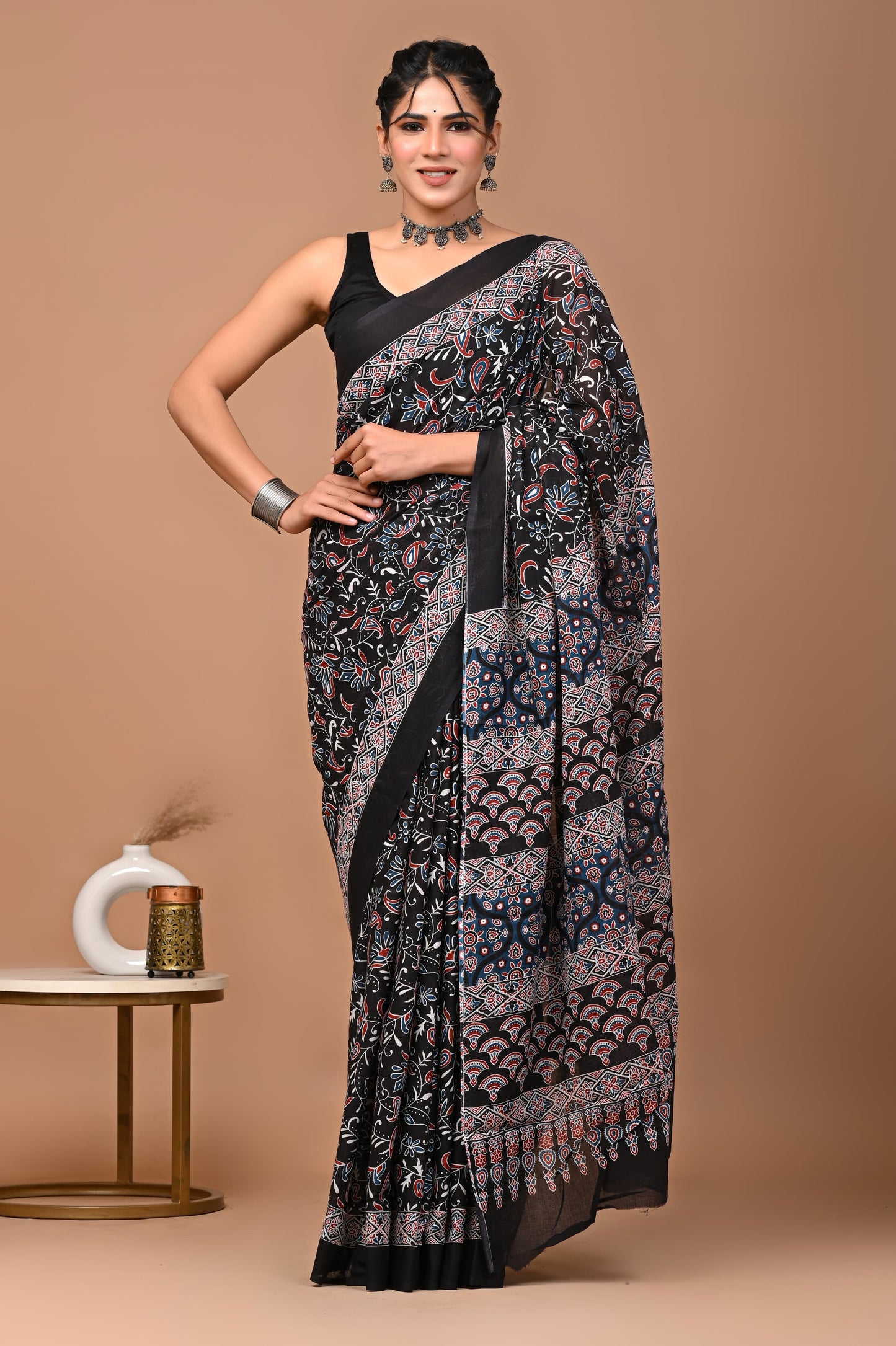 Ajrakhi Cotton Mul Printed Saree