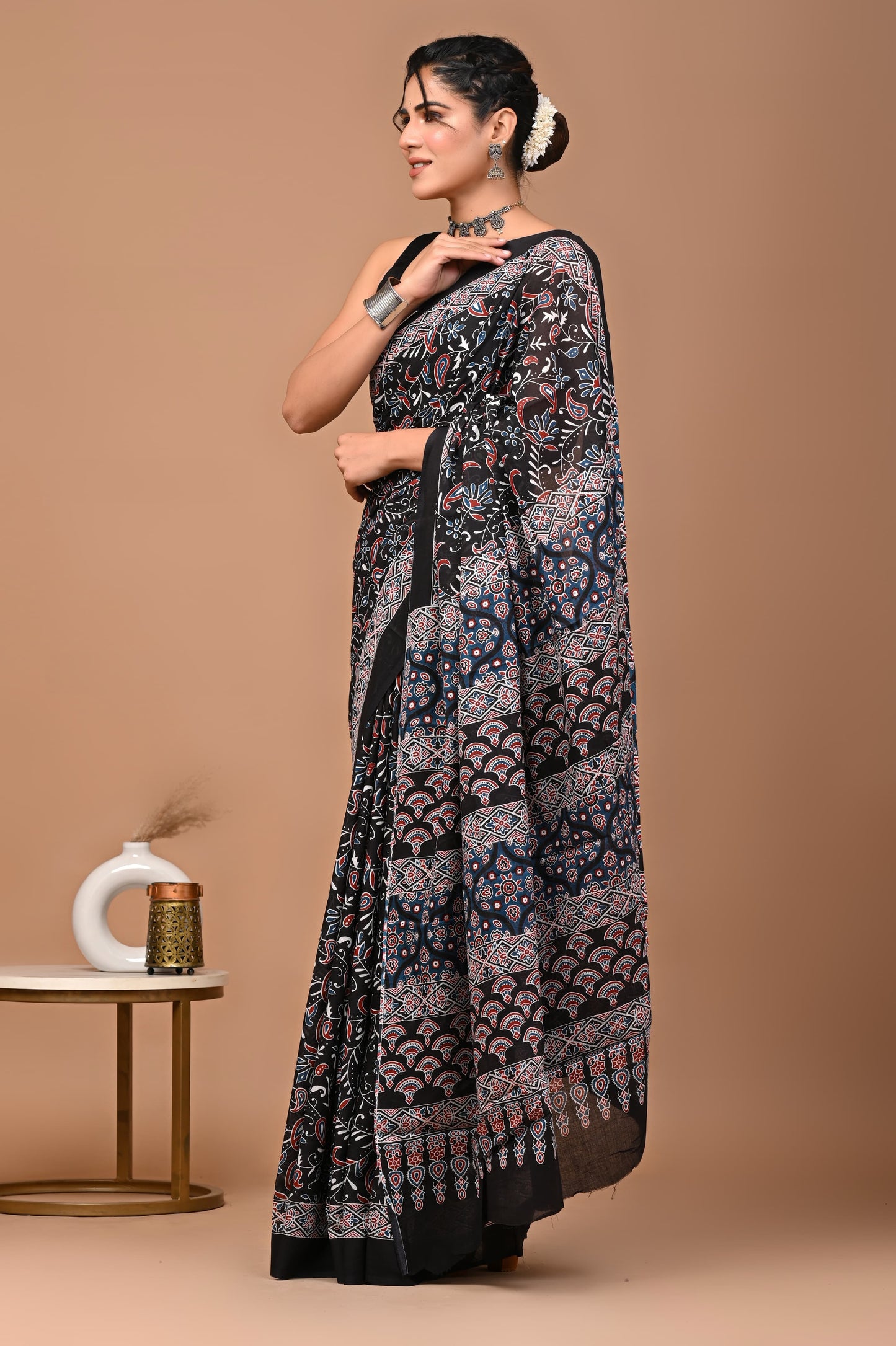 Ajrakhi Cotton Mul Printed Saree