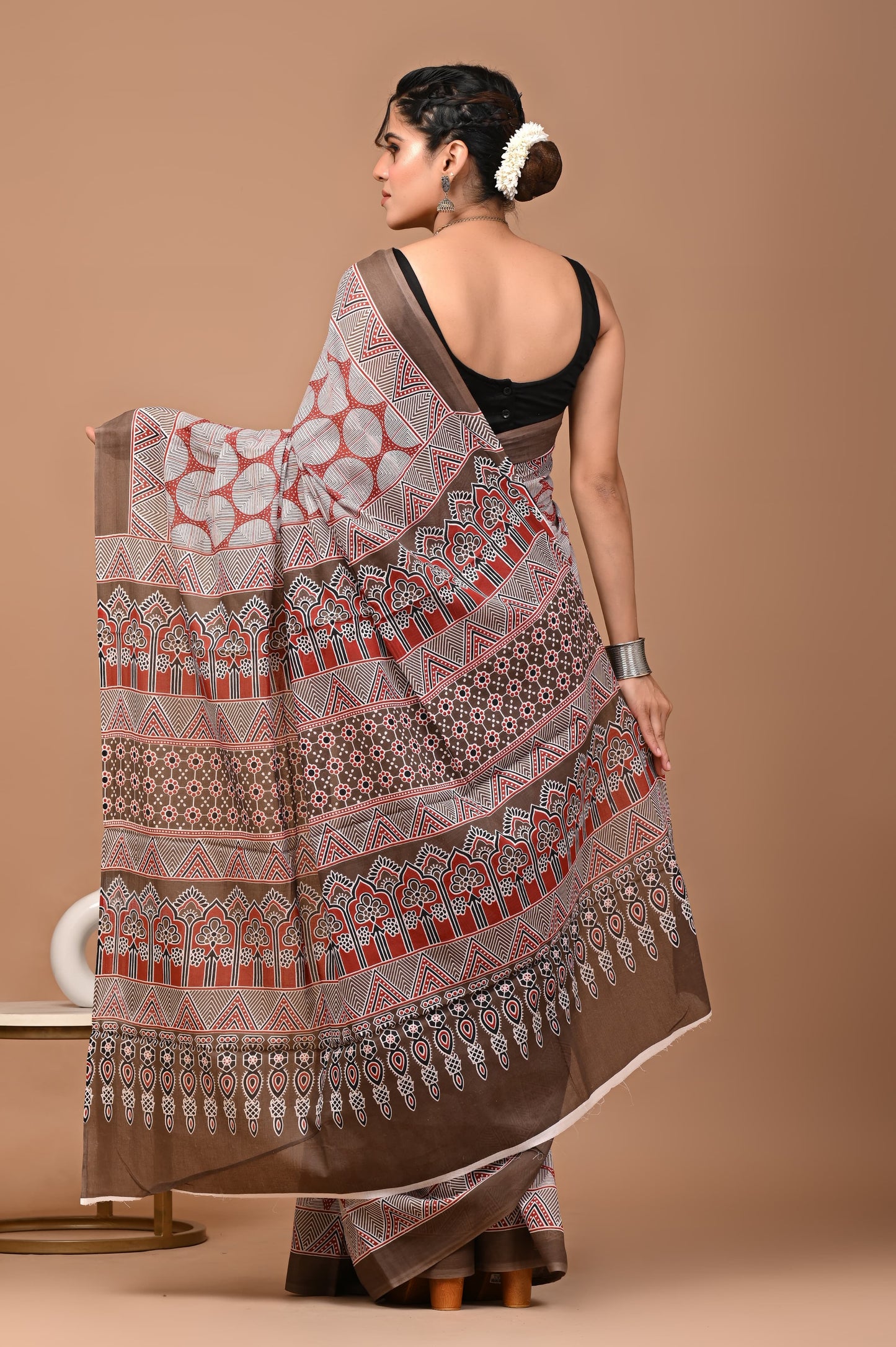 Ajrakhi Cotton Mul Printed Saree