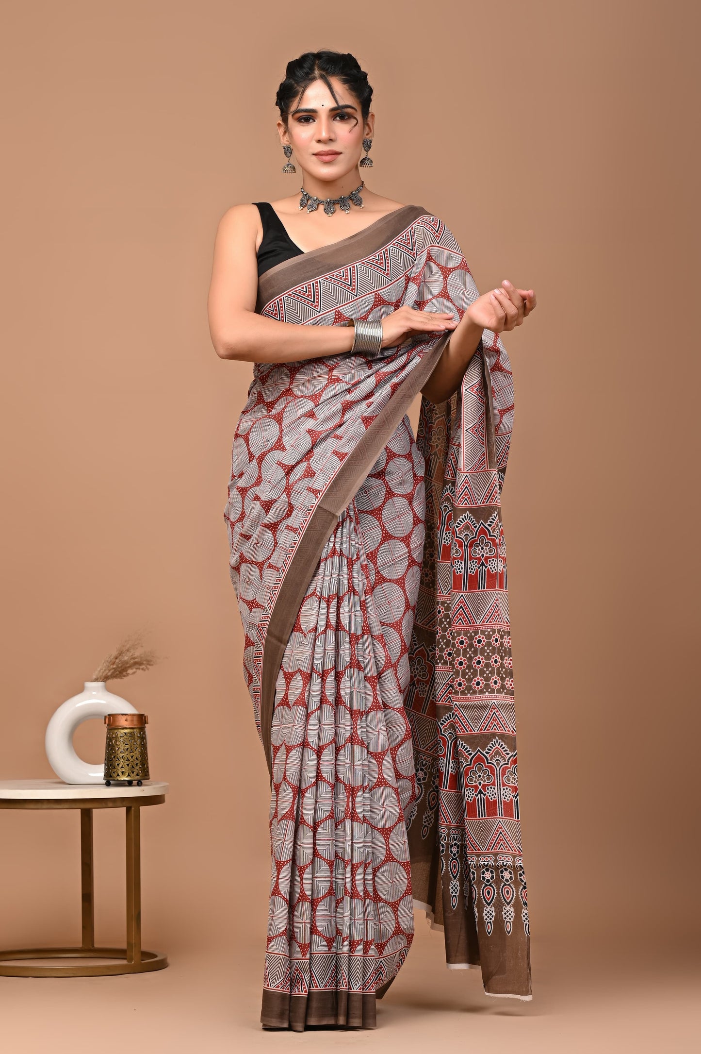 Ajrakhi Cotton Mul Printed Saree