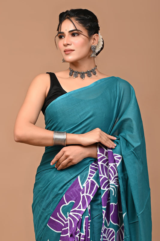 Batiksi Cotton Mul Printed Saree