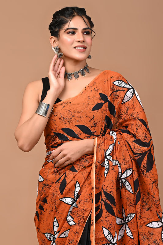 Batiksi Cotton Mul Printed Saree