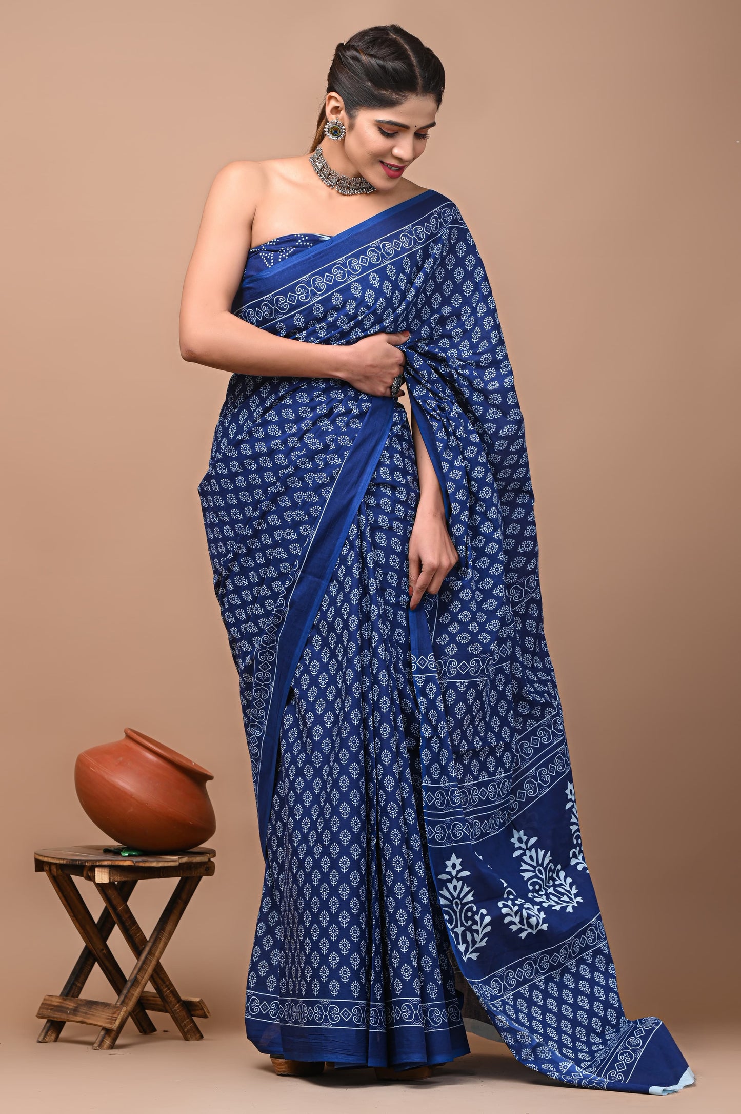 Dabui Cotton Mulmul Printed Saree