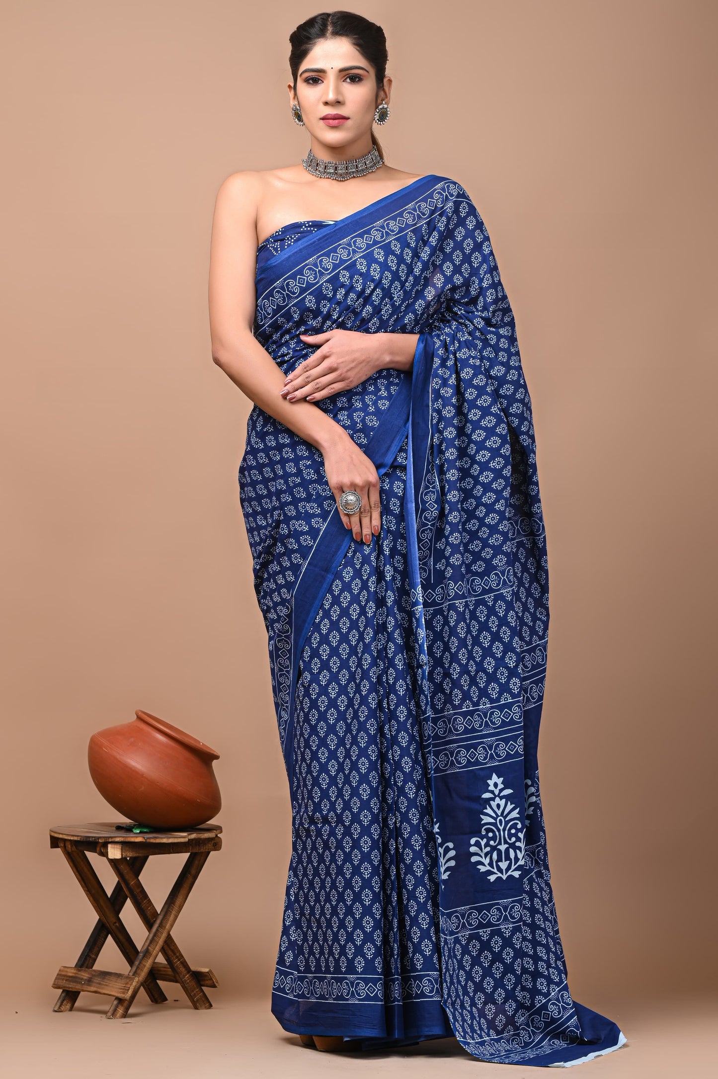 Dabui Cotton Mulmul Printed Saree