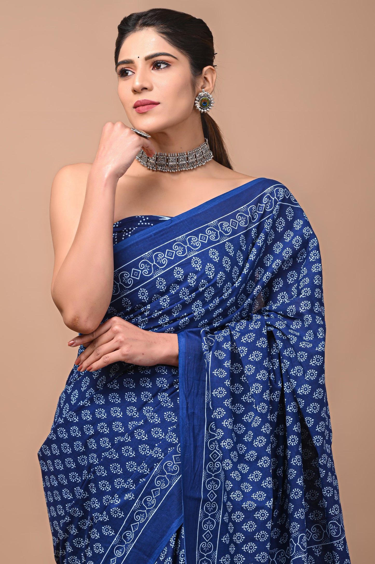 Dabui Cotton Mulmul Printed Saree