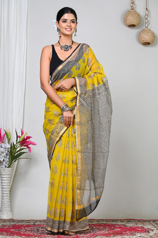 Kotadoria — Turmeric Paisley — Handblock Printed