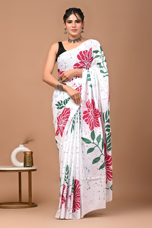 Batksi Cotton Mul Printed Saree