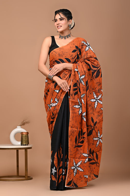 Batiksi Cotton Mul Printed Saree