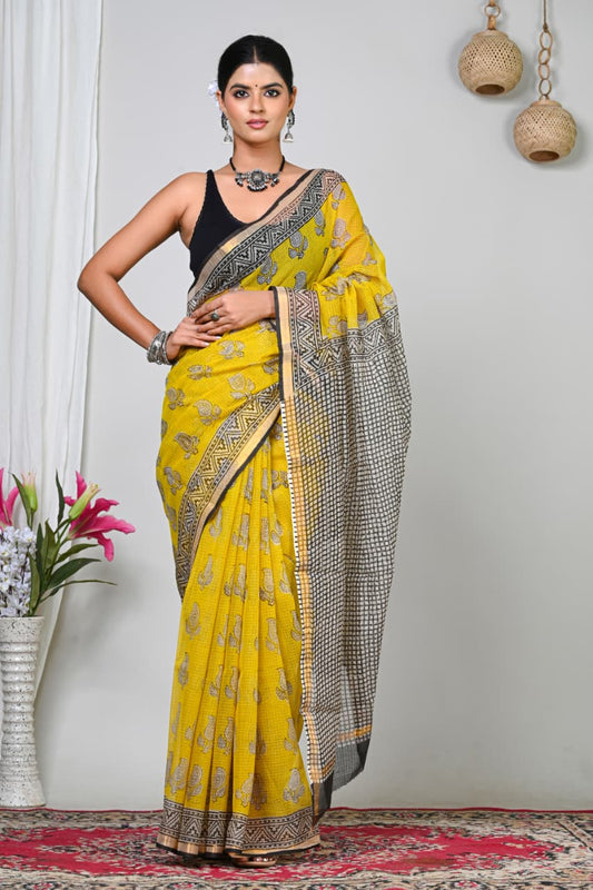 Kotadoria — Turmeric Paisley — Handblock Printed