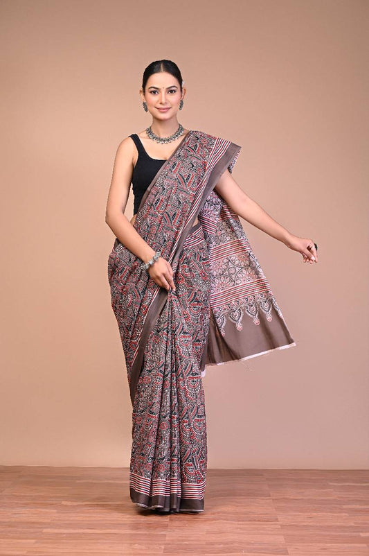 Ajrakhi Cotton Mul Printed Saree