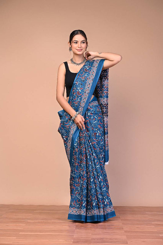 Ajrakhi Cotton Mul Printed Saree