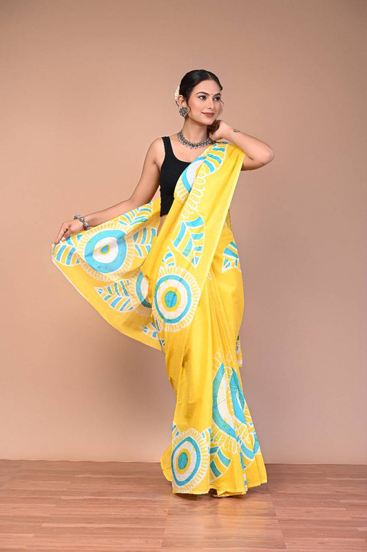Batiksi Cotton Mul Printed Saree