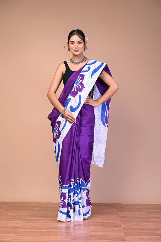 Batiksi Cotton Mul Printed Saree