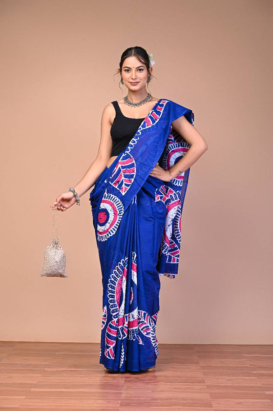 Batiksi Cotton Mul Printed Saree