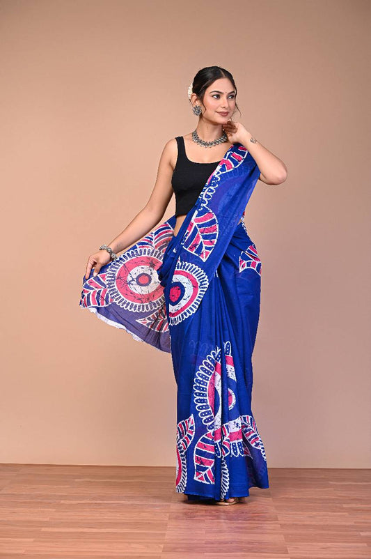 Batiksi Cotton Mul Printed Saree