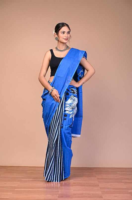 Batiksi Cotton Mul Printed Saree
