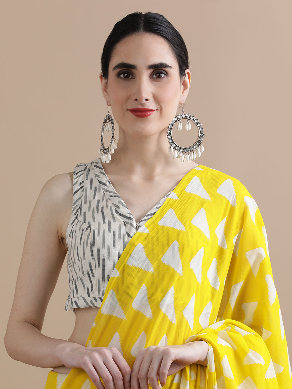 Golden Drift — Cotton Mulmul Printed Saree